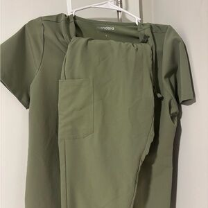 Mandala Olive Green Scrub Set